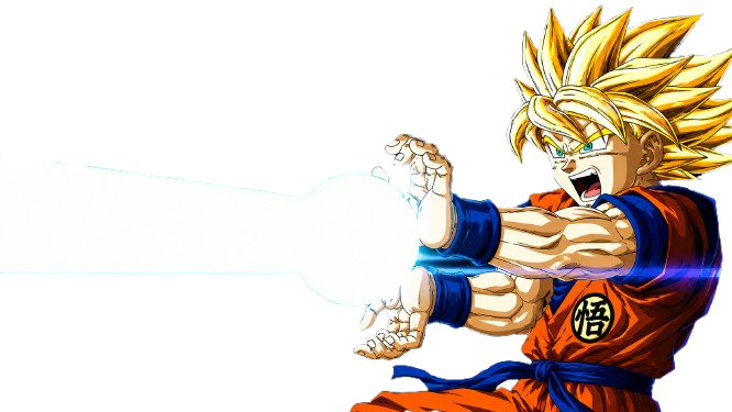 Goku using a powerful attack